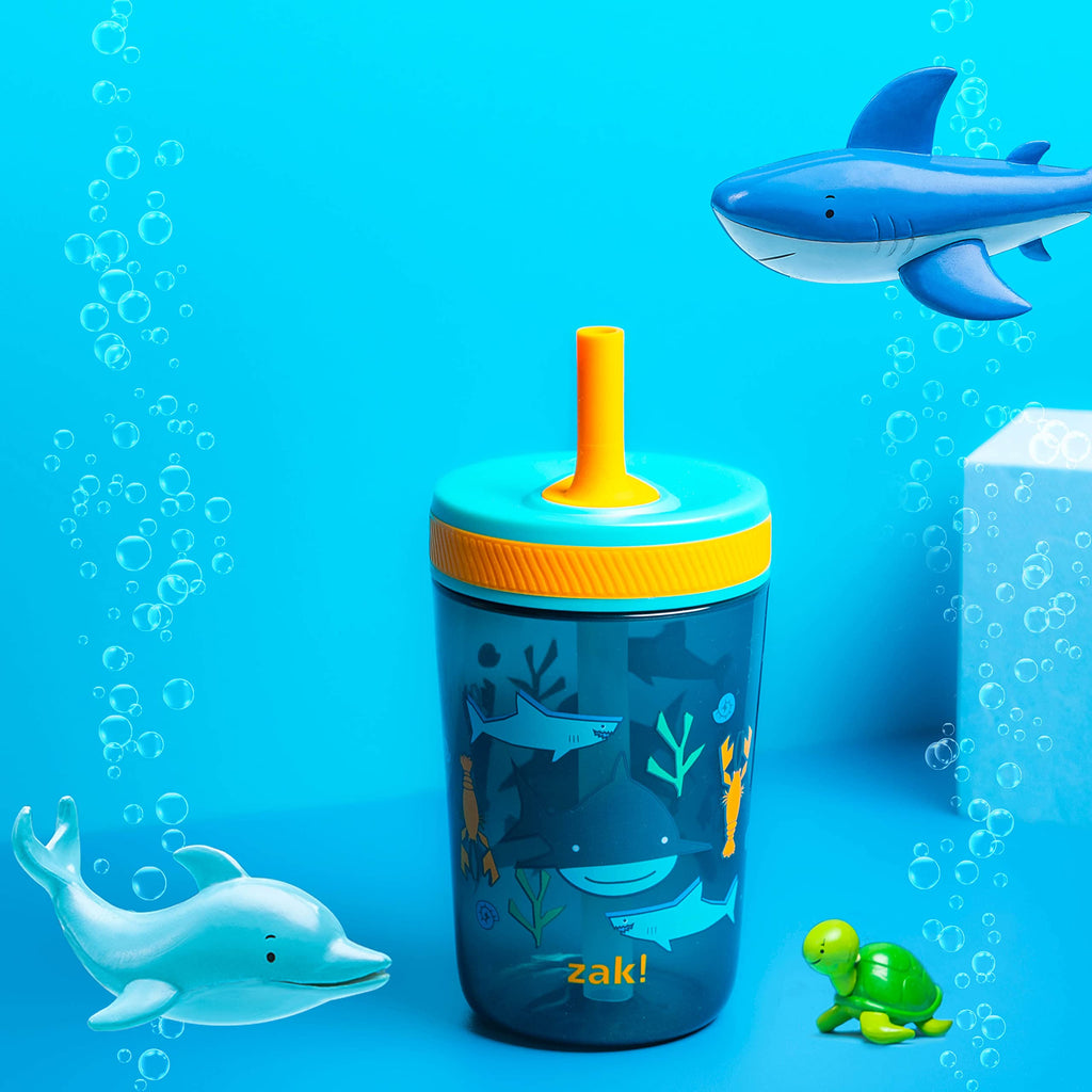 Zak Designs Kelso Toddler Cups For Travel or At Home, 15oz 2-Pack Durable Plastic Sippy Cups With Leak-Proof Design is Perfect For Kids (Sweet Berry, Lemon Zest)