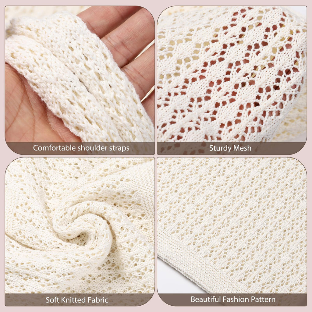 Sightor Crochet Tote Bag, Mesh Beach Bag Knit Summer Hobo Bag Vacation Boho Tote Bag for Women