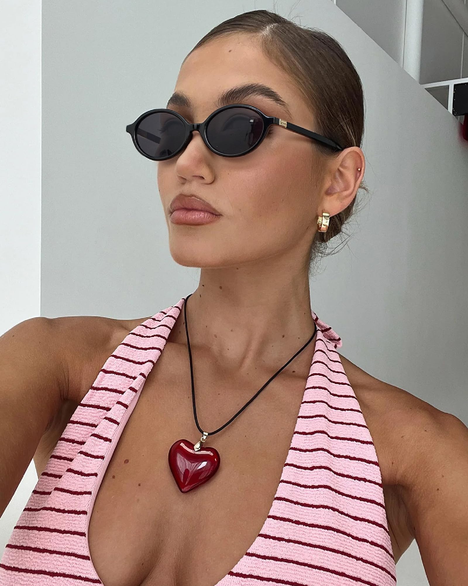 ViewJoy Retro Oval Sunglasses for Women Vintage 90s Y2K Trendy Designer Sun Glasses