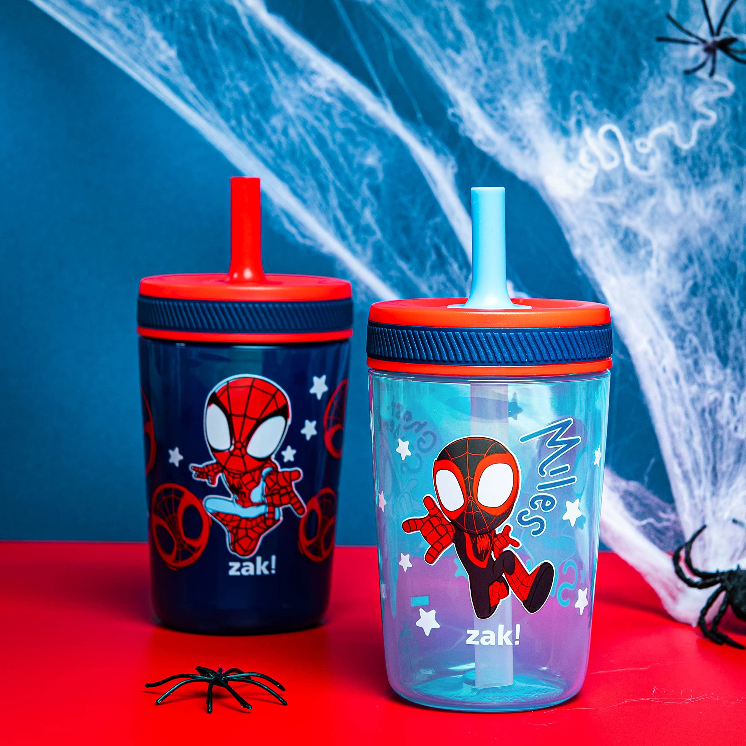 Zak Designs Kelso Toddler Cups For Travel or At Home, 15oz 2-Pack Durable Plastic Sippy Cups With Leak-Proof Design is Perfect For Kids (Sweet Berry, Lemon Zest)