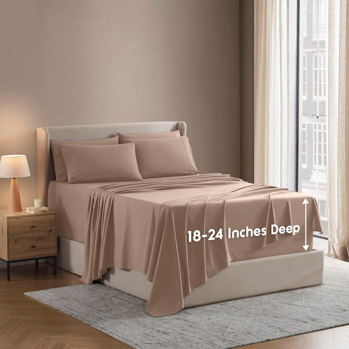 Nestl Extra Deep King Sheet Set - 6 Piece Breathable & Cooling Sheets - Hotel Luxury Bedding Set w/18-24 Inch Deep Pockets - Easy & Secure Fit - Super Soft, Wrinkle Free & Comfy - Dark Gray