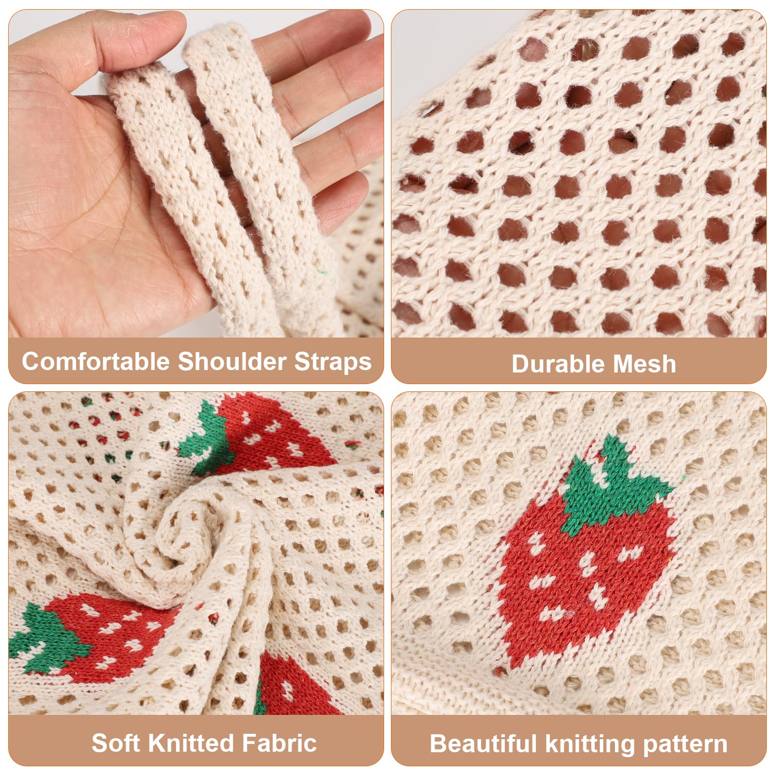 Sightor Crochet Tote Bag, Mesh Beach Bag Knit Summer Hobo Bag Vacation Boho Tote Bag for Women