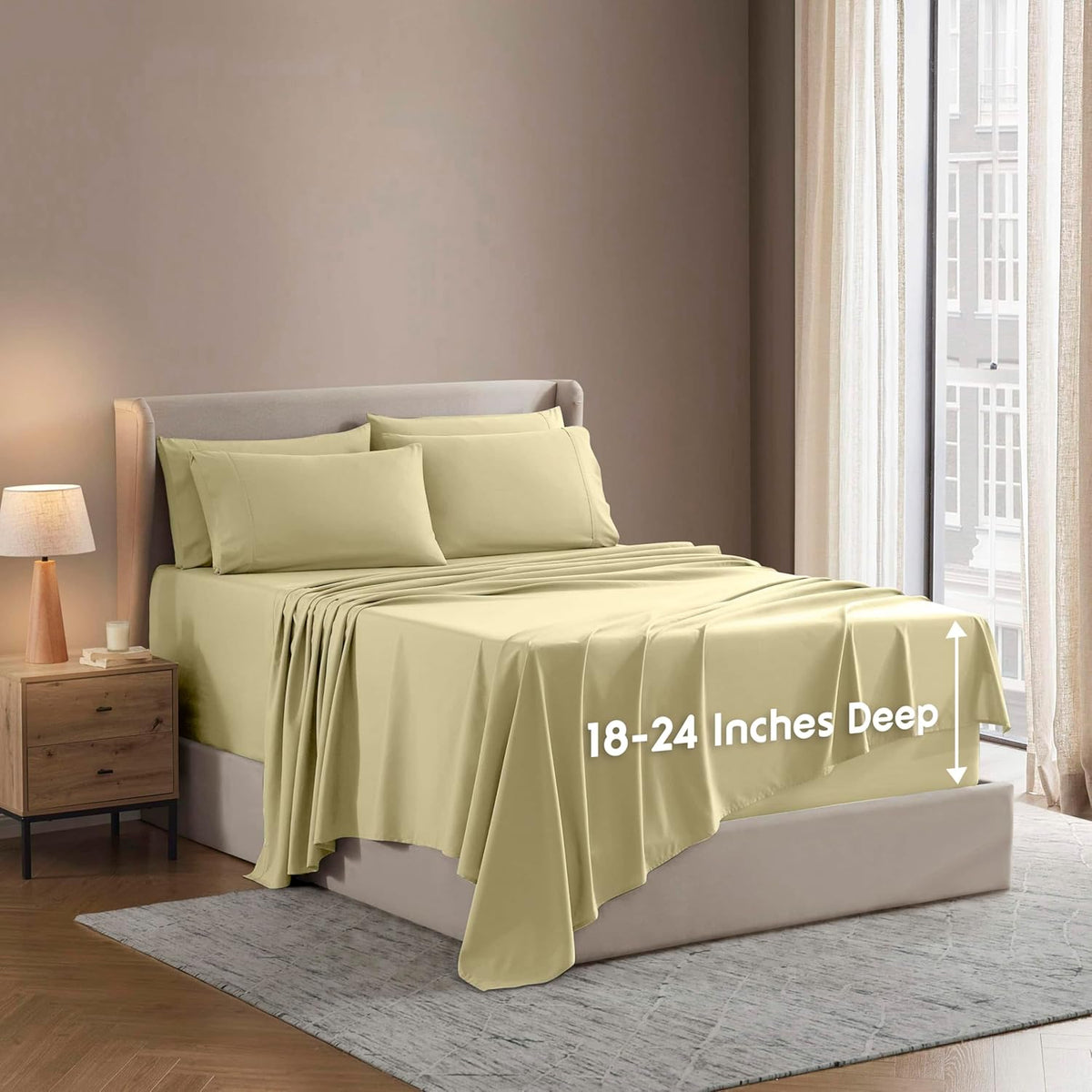 Nestl Extra Deep King Sheet Set - 6 Piece Breathable & Cooling Sheets - Hotel Luxury Bedding Set w/18-24 Inch Deep Pockets - Easy & Secure Fit - Super Soft, Wrinkle Free & Comfy - Dark Gray