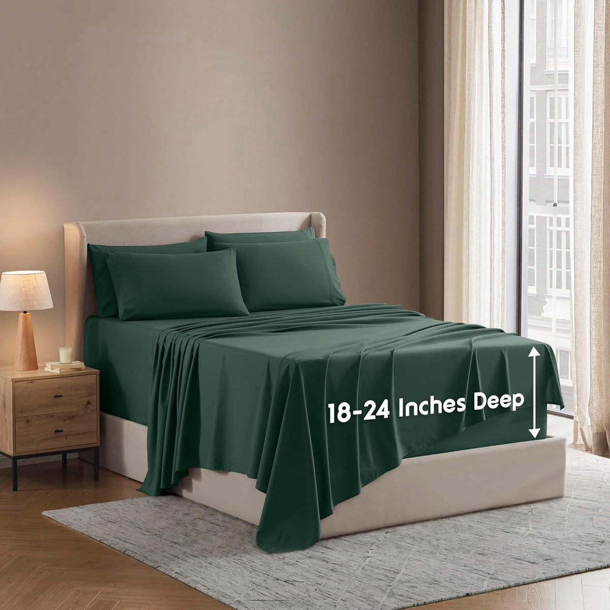 Nestl Extra Deep King Sheet Set - 6 Piece Breathable & Cooling Sheets - Hotel Luxury Bedding Set w/18-24 Inch Deep Pockets - Easy & Secure Fit - Super Soft, Wrinkle Free & Comfy - Dark Gray