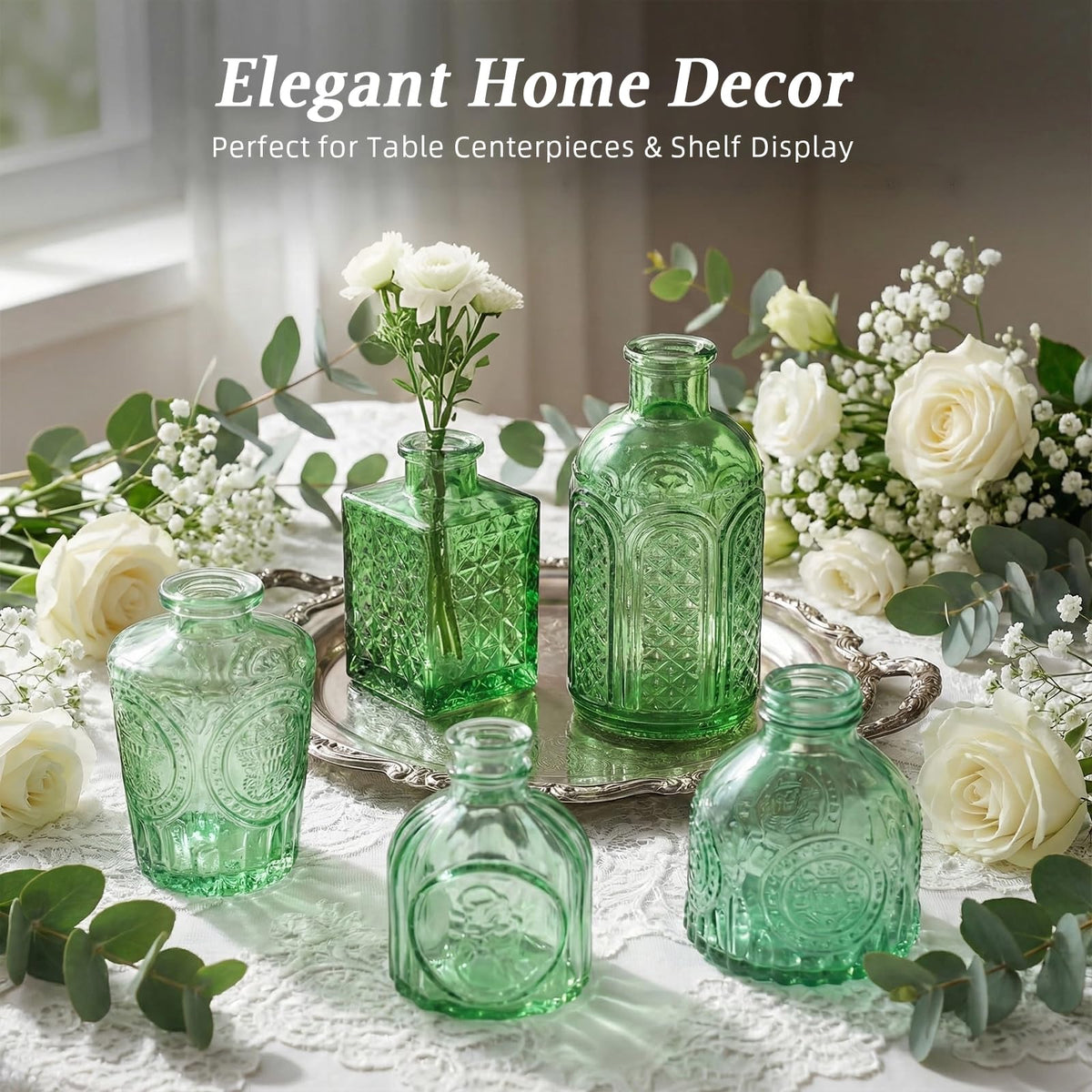 Set of 15 Colorful Glass Bud Vases - Small Textured Flower Vases for Centerpieces, Wedding Table Decor, Retro Home Decor Bulk Vase Set for DIY, Events & Gifts