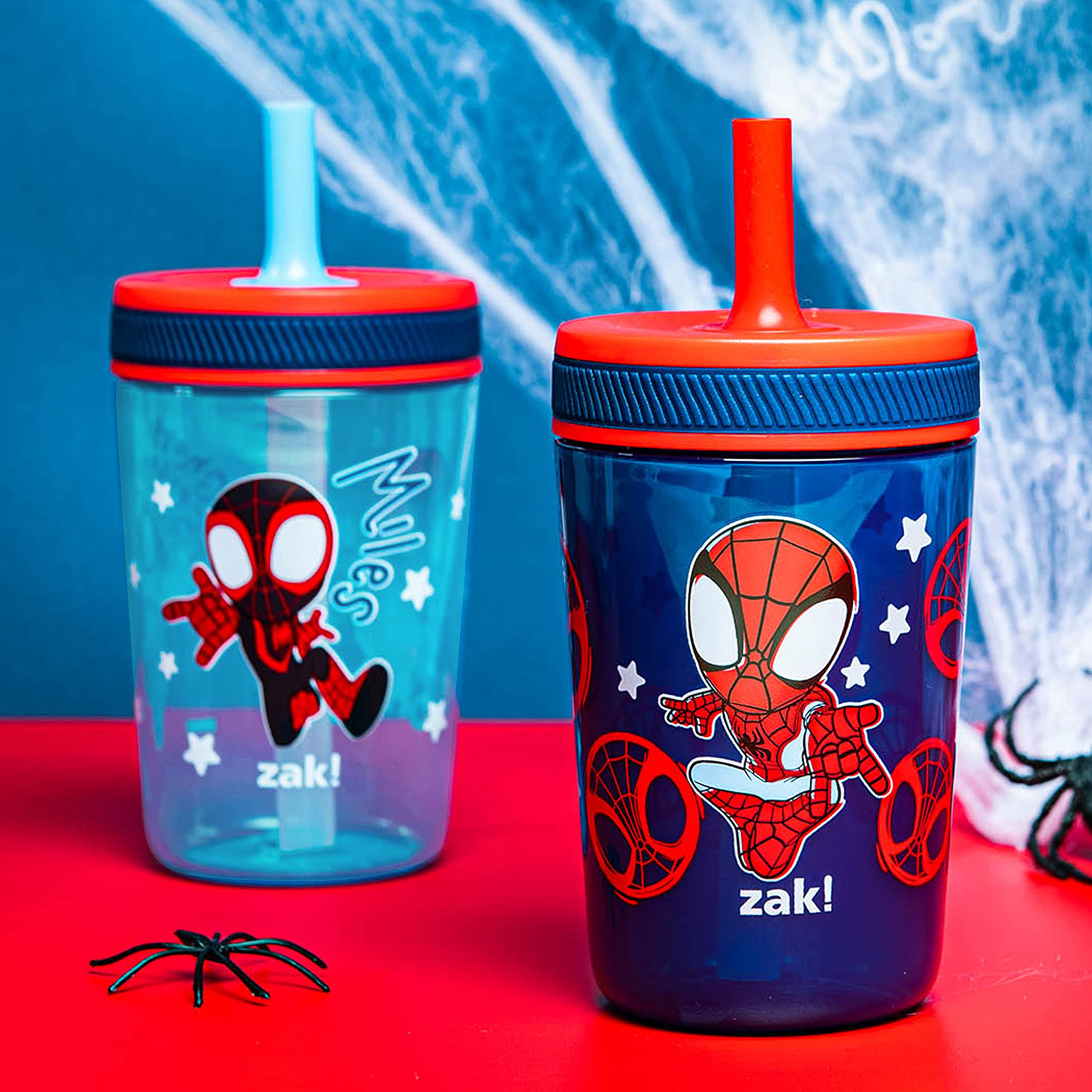 Zak Designs Kelso Toddler Cups For Travel or At Home, 15oz 2-Pack Durable Plastic Sippy Cups With Leak-Proof Design is Perfect For Kids (Sweet Berry, Lemon Zest)