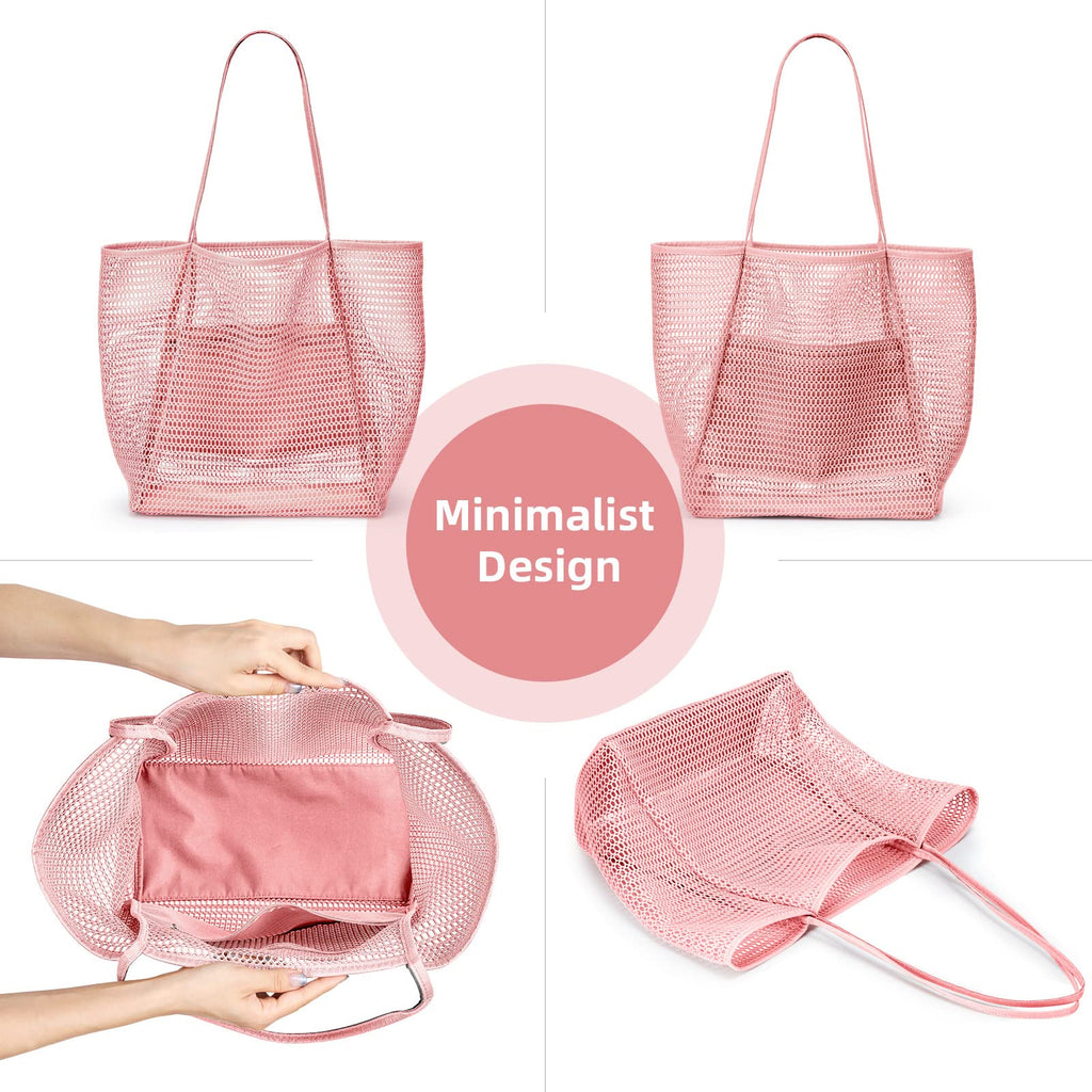 KALIDI Beach Nylon Mesh Tote Bag, Casual Tote Bag Hobo Women Foldable MAX 23L Shoulder Bag For Beach Picnic Vacation