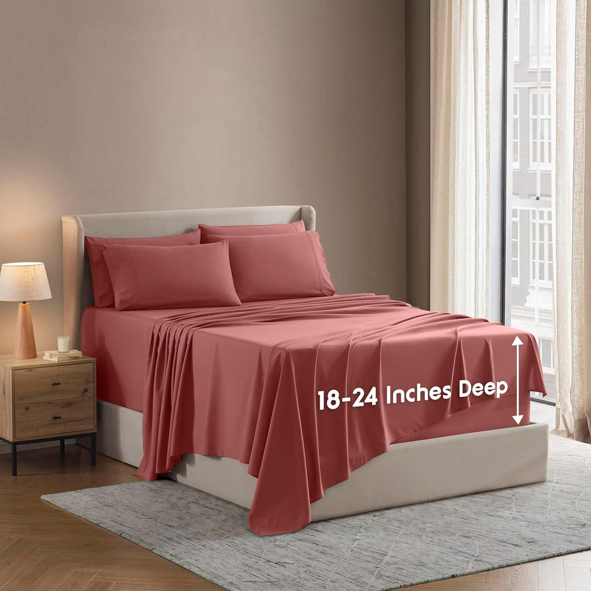 Nestl Extra Deep King Sheet Set - 6 Piece Breathable & Cooling Sheets - Hotel Luxury Bedding Set w/18-24 Inch Deep Pockets - Easy & Secure Fit - Super Soft, Wrinkle Free & Comfy - Dark Gray