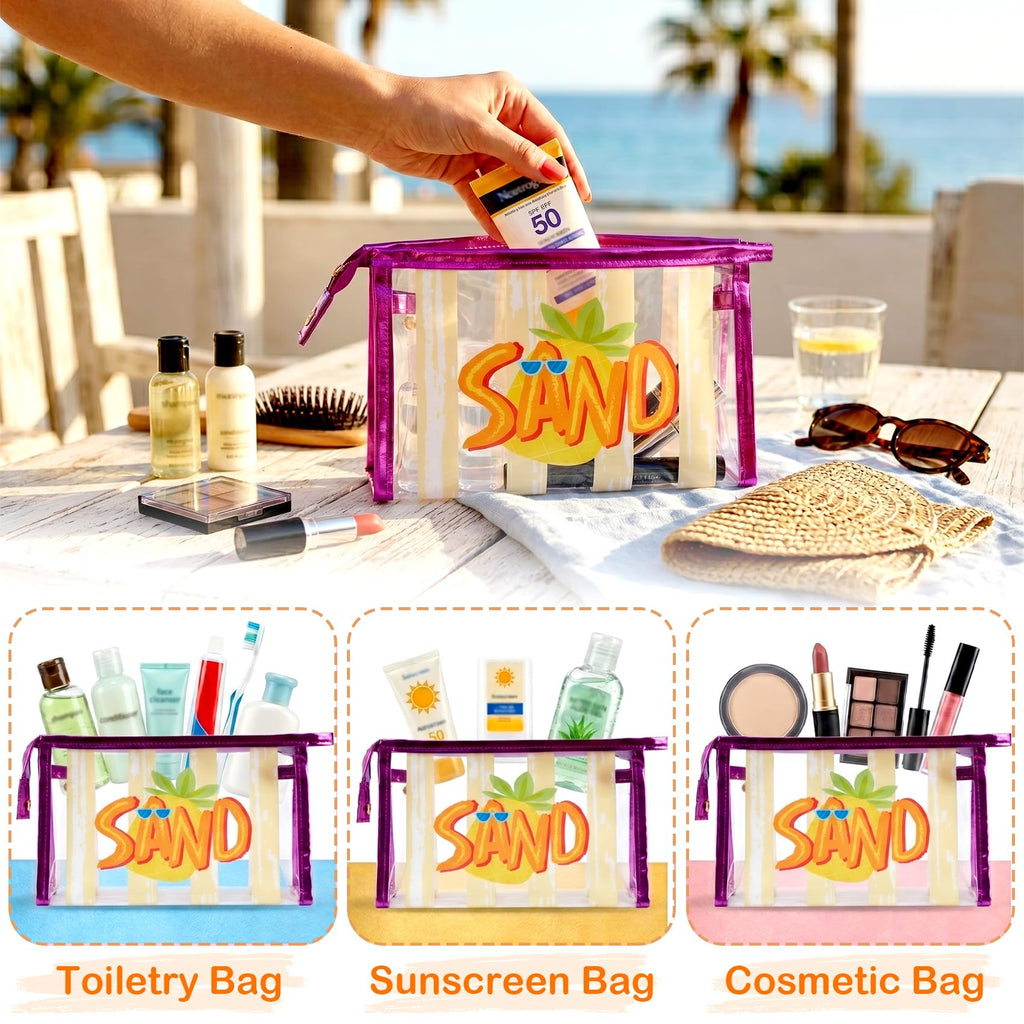 COSHAYSOO Sunscreen Bag Clear Makeup Toiletry Pouch Beach Vacation Essentials for Women Teen Girls Trip Gifts Summer Pool Travel Must Have Accessories Waterproof Stuff