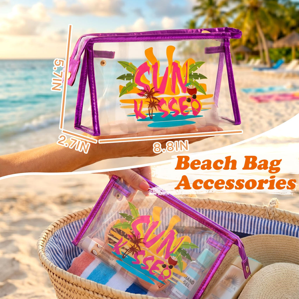 COSHAYSOO Sunscreen Bag Clear Makeup Toiletry Pouch Beach Vacation Essentials for Women Teen Girls Trip Gifts Summer Pool Travel Must Have Accessories Waterproof Stuff