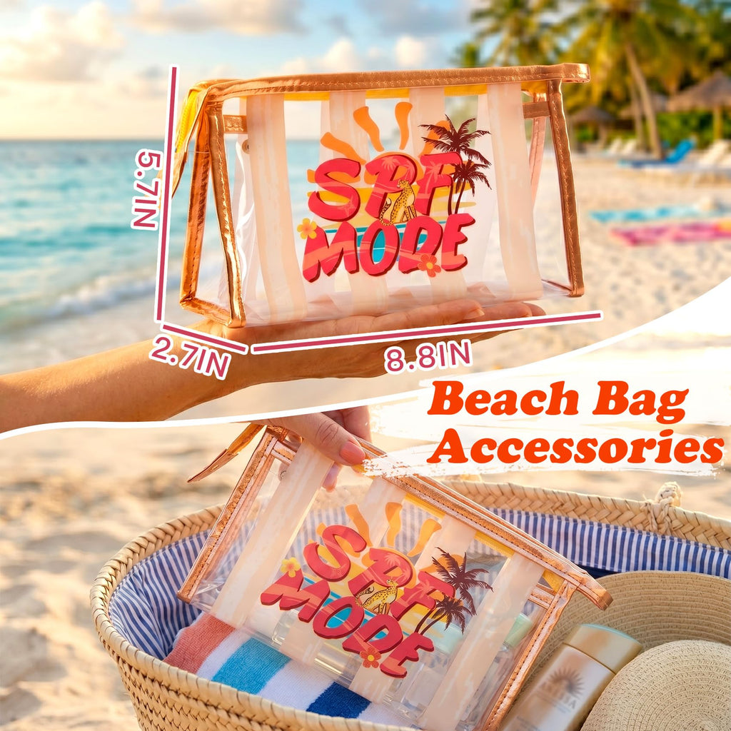 COSHAYSOO Sunscreen Bag Clear Makeup Toiletry Pouch Beach Vacation Essentials for Women Teen Girls Trip Gifts Summer Pool Travel Must Have Accessories Waterproof Stuff