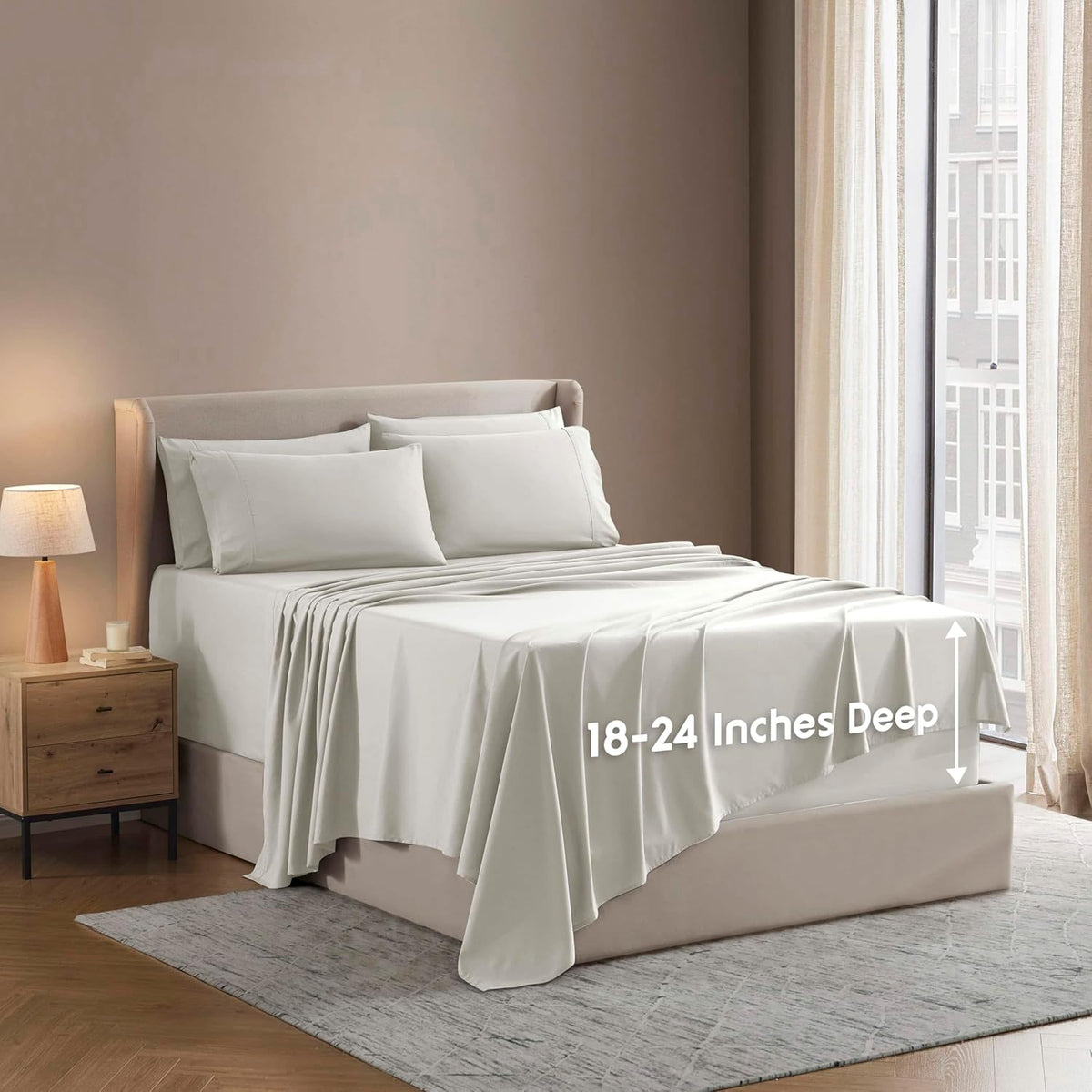 Nestl Extra Deep King Sheet Set - 6 Piece Breathable & Cooling Sheets - Hotel Luxury Bedding Set w/18-24 Inch Deep Pockets - Easy & Secure Fit - Super Soft, Wrinkle Free & Comfy - Dark Gray