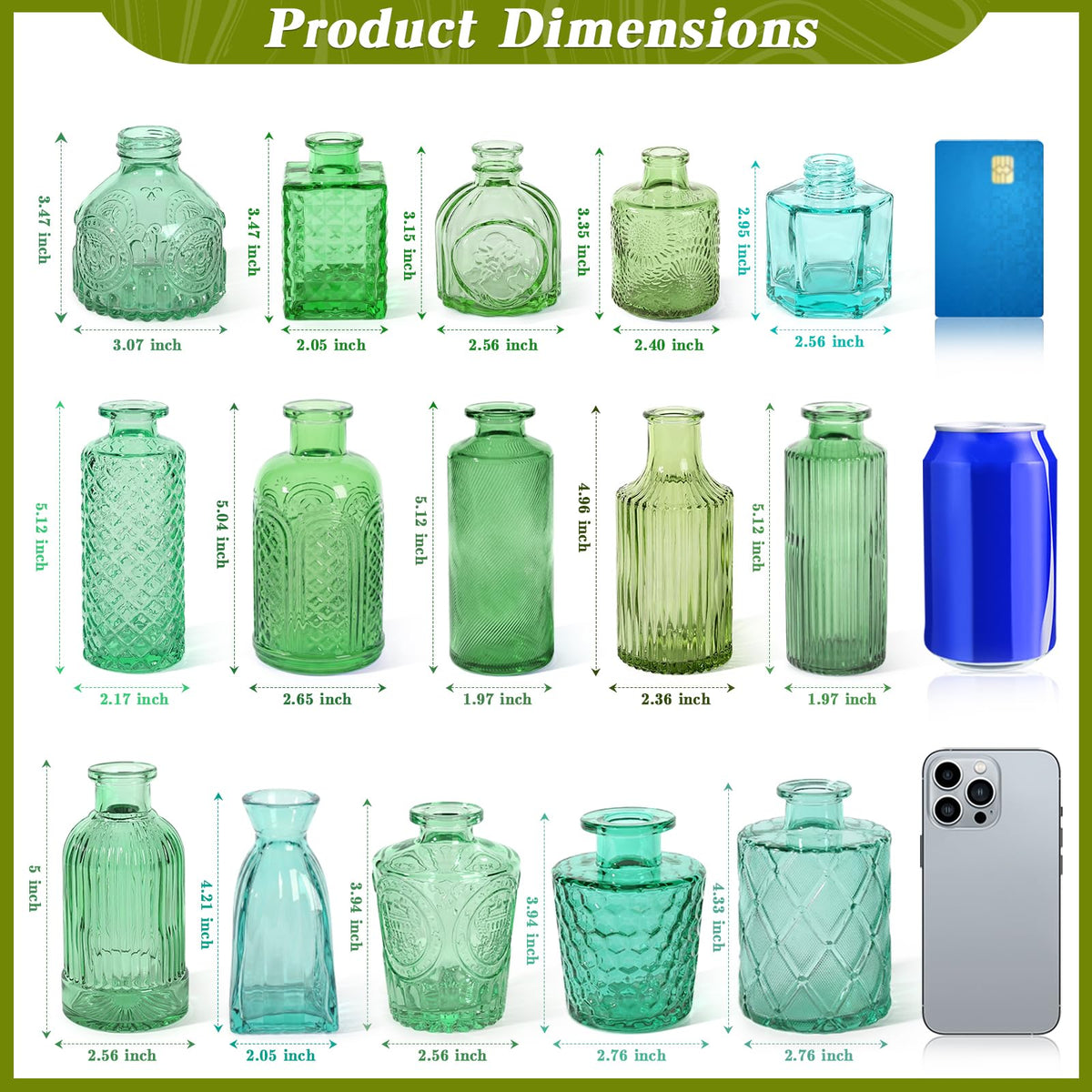 Set of 15 Colorful Glass Bud Vases - Small Textured Flower Vases for Centerpieces, Wedding Table Decor, Retro Home Decor Bulk Vase Set for DIY, Events & Gifts