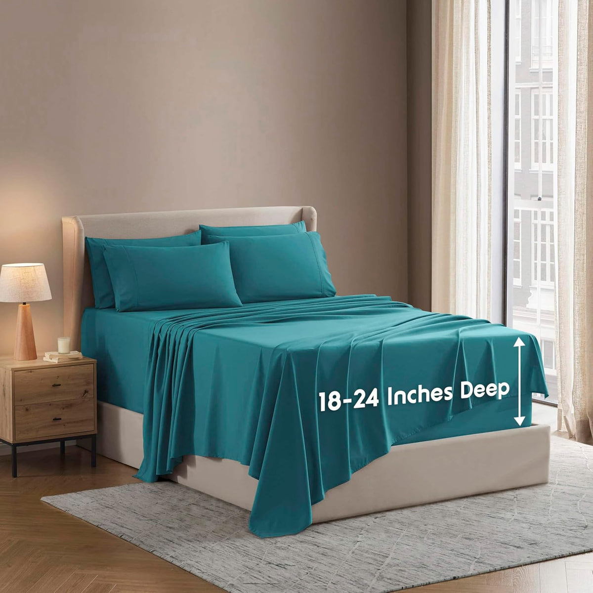 Nestl Extra Deep King Sheet Set - 6 Piece Breathable & Cooling Sheets - Hotel Luxury Bedding Set w/18-24 Inch Deep Pockets - Easy & Secure Fit - Super Soft, Wrinkle Free & Comfy - Dark Gray