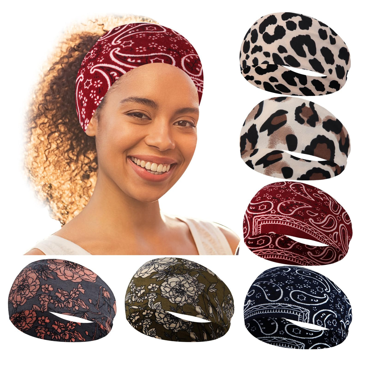 RITOPER Workout Wide Headbands for Women Non Slip, Super Soft Yoga Running Exercise Head Bands, Elastic Sweat Band Hair Bands for Women's Hair, Womens Solid Headband Hair Wrap