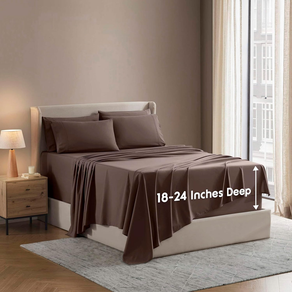 Nestl Extra Deep King Sheet Set - 6 Piece Breathable & Cooling Sheets - Hotel Luxury Bedding Set w/18-24 Inch Deep Pockets - Easy & Secure Fit - Super Soft, Wrinkle Free & Comfy - Dark Gray