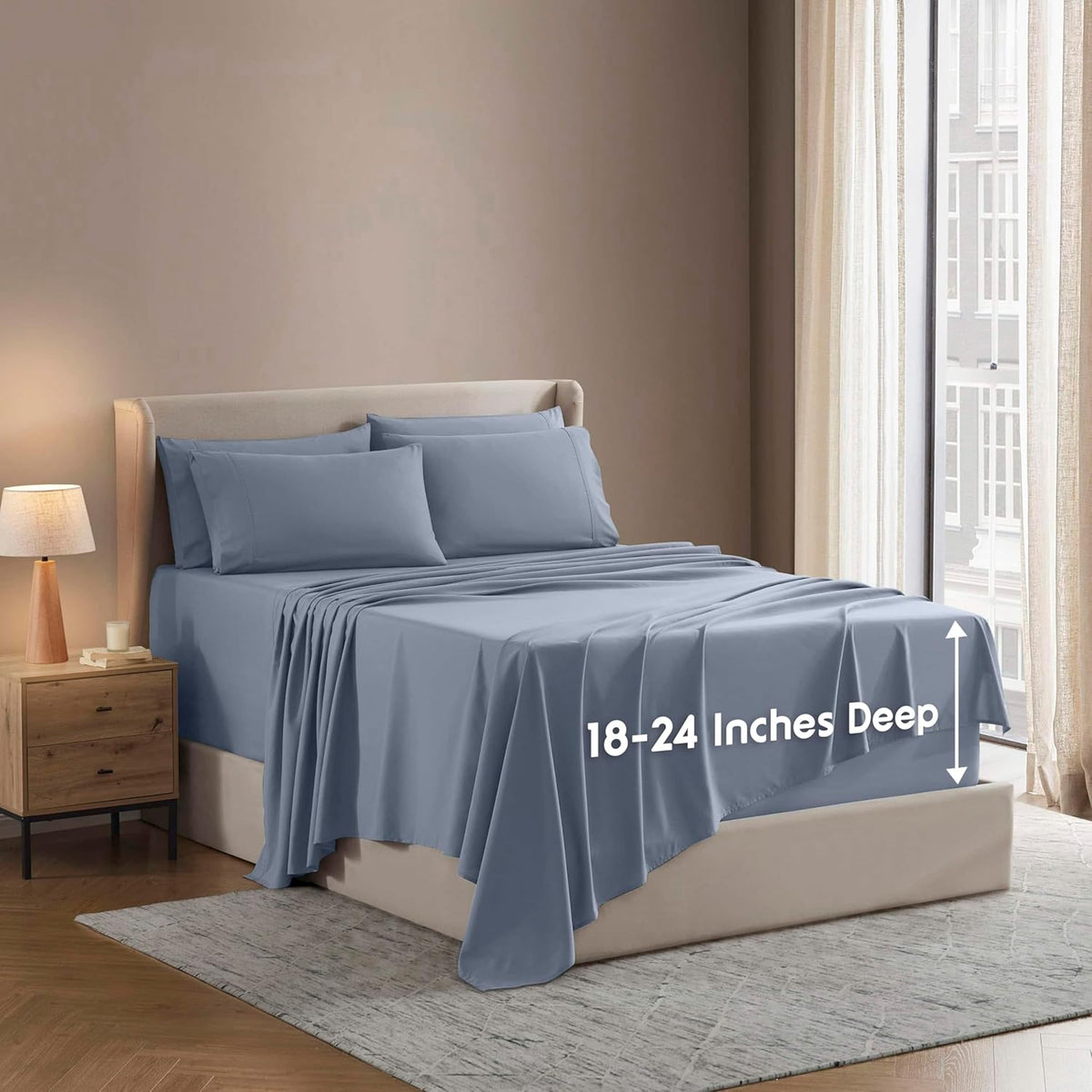Nestl Extra Deep King Sheet Set - 6 Piece Breathable & Cooling Sheets - Hotel Luxury Bedding Set w/18-24 Inch Deep Pockets - Easy & Secure Fit - Super Soft, Wrinkle Free & Comfy - Dark Gray