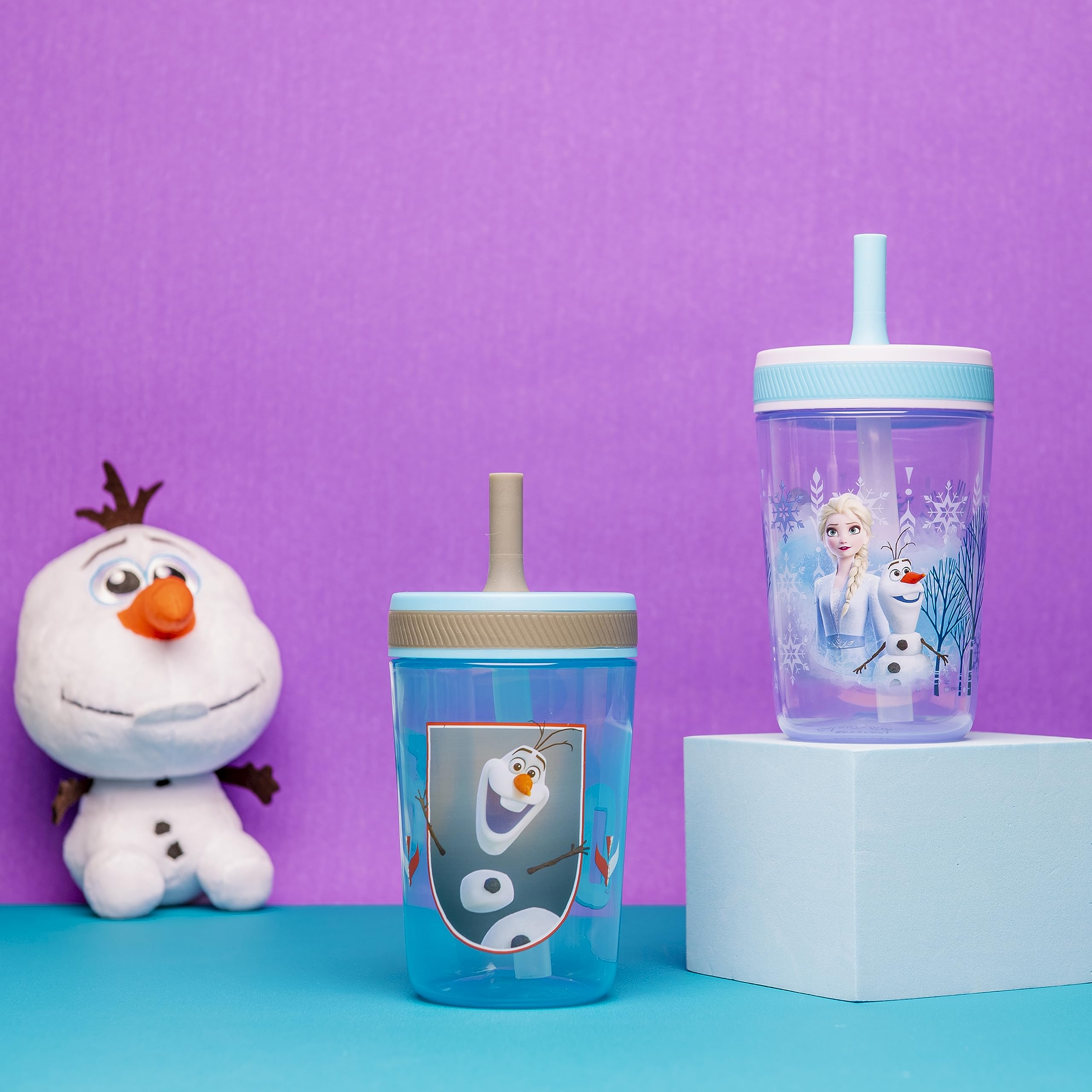 Zak Designs Kelso Toddler Cups For Travel or At Home, 15oz 2-Pack Durable Plastic Sippy Cups With Leak-Proof Design is Perfect For Kids (Sweet Berry, Lemon Zest)