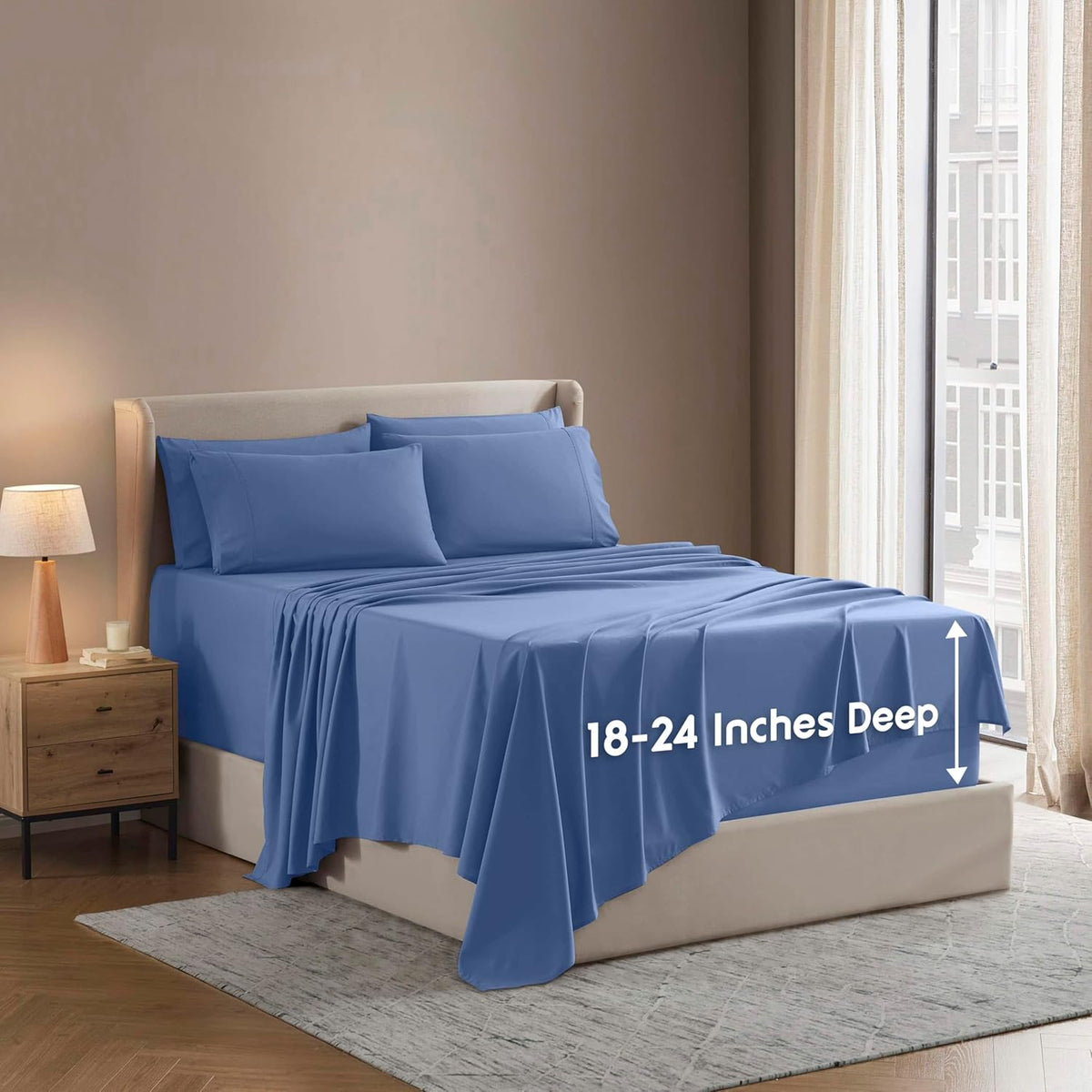 Nestl Extra Deep King Sheet Set - 6 Piece Breathable & Cooling Sheets - Hotel Luxury Bedding Set w/18-24 Inch Deep Pockets - Easy & Secure Fit - Super Soft, Wrinkle Free & Comfy - Dark Gray