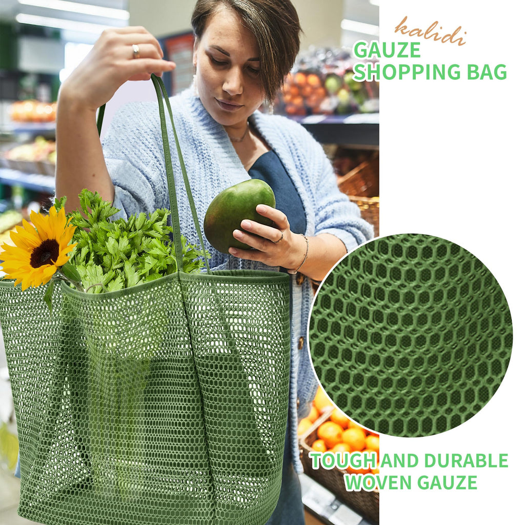 KALIDI Beach Nylon Mesh Tote Bag, Casual Tote Bag Hobo Women Foldable MAX 23L Shoulder Bag For Beach Picnic Vacation
