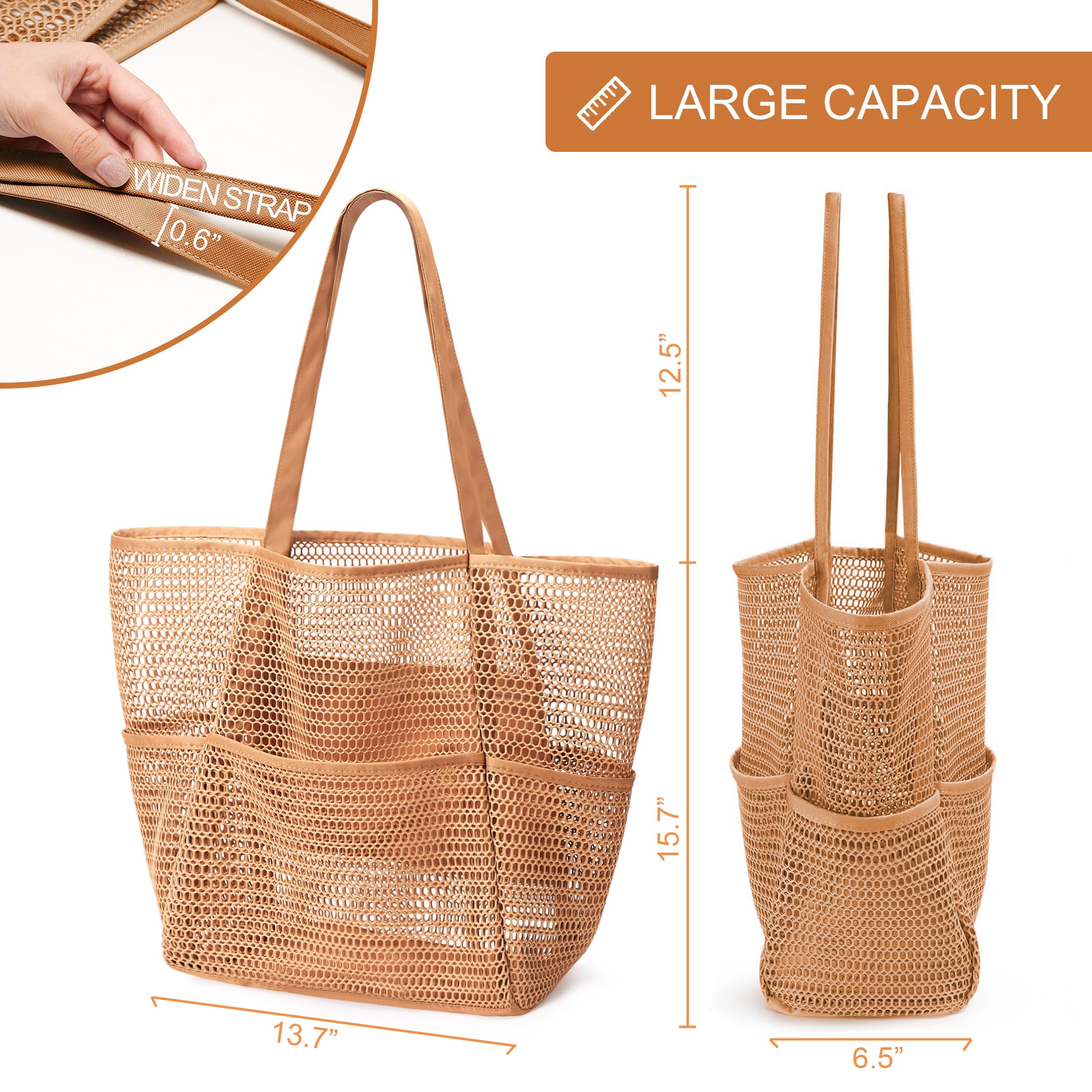 KALIDI Beach Nylon Mesh Tote Bag, Casual Tote Bag Hobo Women Foldable MAX 23L Shoulder Bag For Beach Picnic Vacation