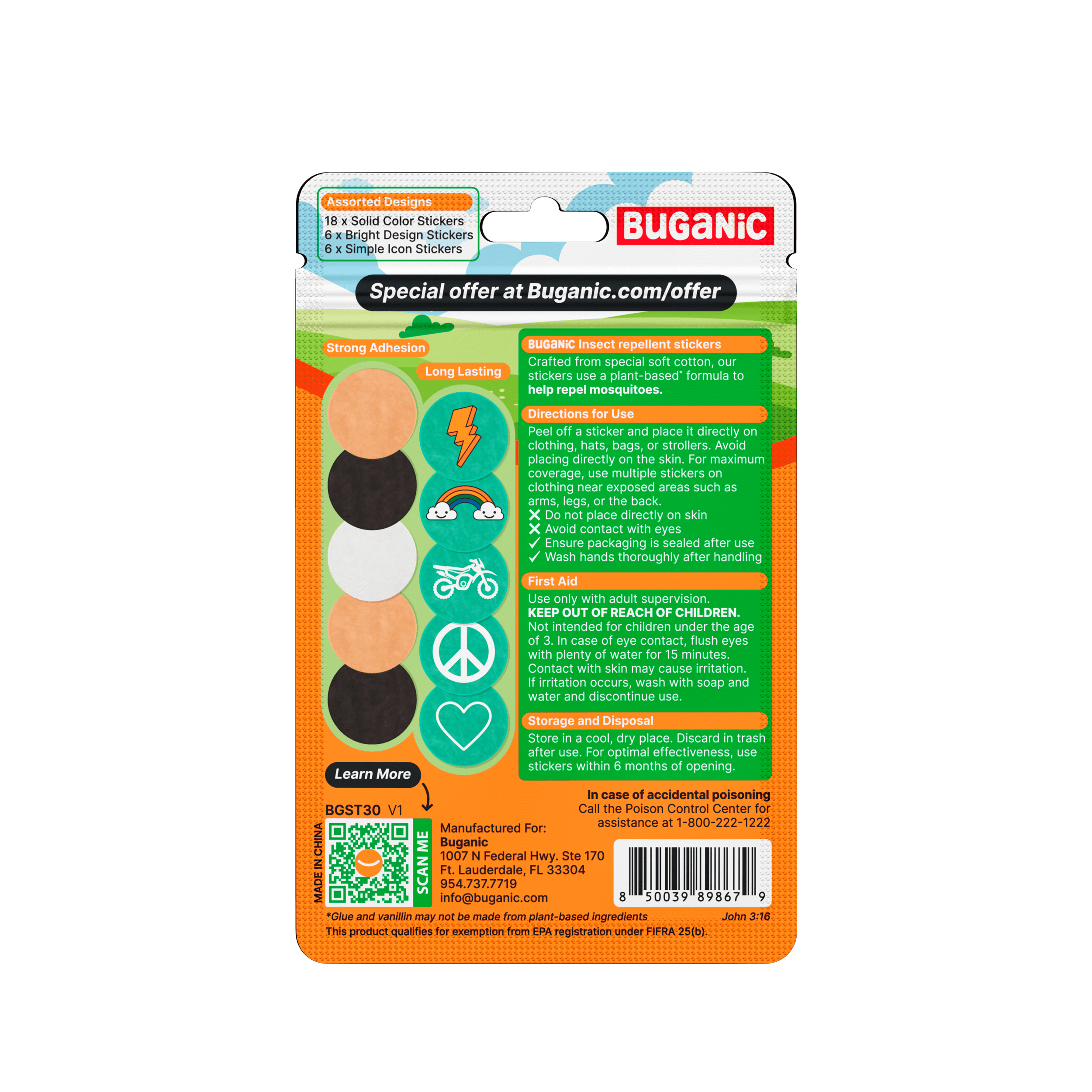 Buganic Mosquito Repellent Cotton Stickers